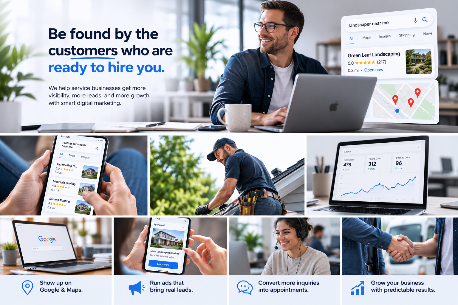 Service business owner getting found online by ready-to-hire customers